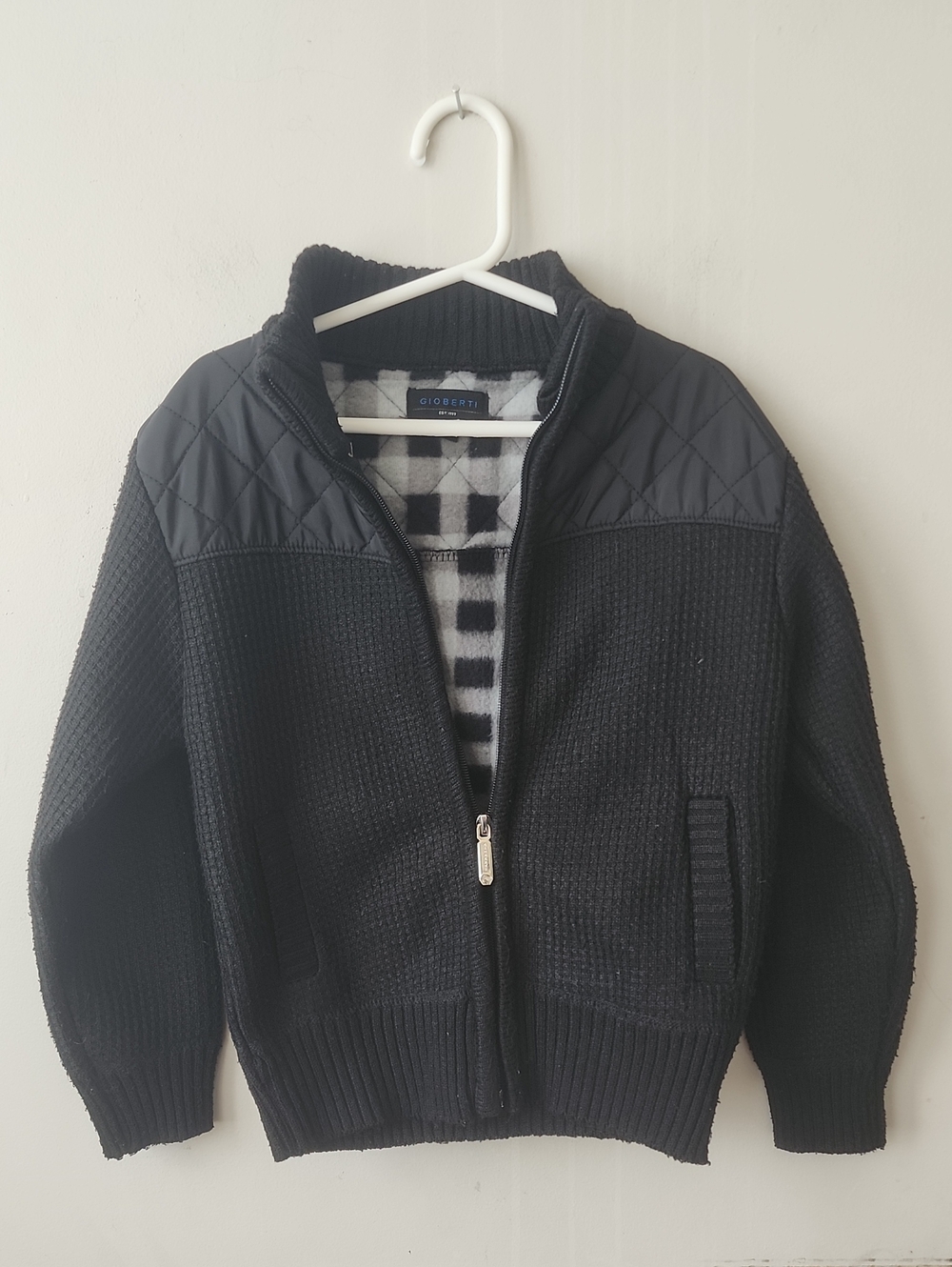 Gioberti Kids' Black Quilted Knit Zip-Up Jacket. New Without Tag